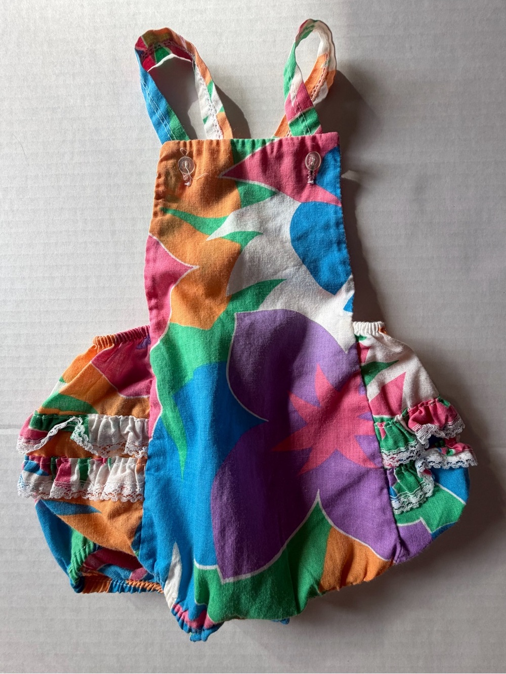 Vintage Style Handmade Floral Ruffle Bubble Romper 2T 3T